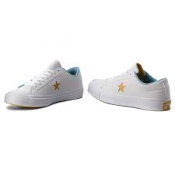 CONVERSE ONE STAR OX LEATHER WHITE/MINERAL YELLOW - Picture 2 of 7